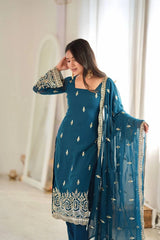 Rama Blue Sequins Suit close up showing heavy beads sequins embroidery on cuffs