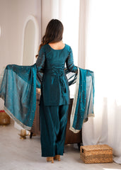 Rama Sequins Embroidered Suit back view Open with Dori Tie-Up – Kalyanja KU232