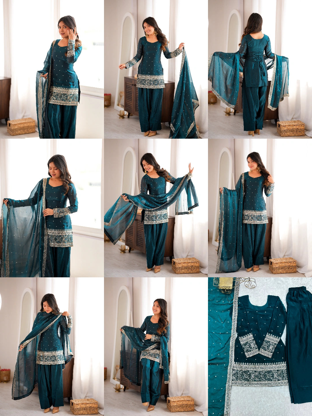 Rama Sequins Embroidered Suit catalog collage – Kalyanja KU232