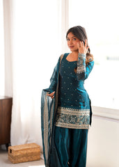 Rama Sequins Embroidered Suit model portrait front – Kalyanja KU232