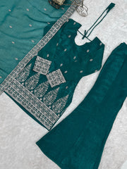 Rama suit flat lay - hem embroidery detail