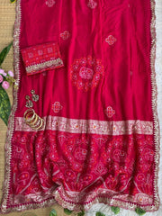 Rani soft viscose georgette saree laid flat with printed pallu – Kalyanja KS408