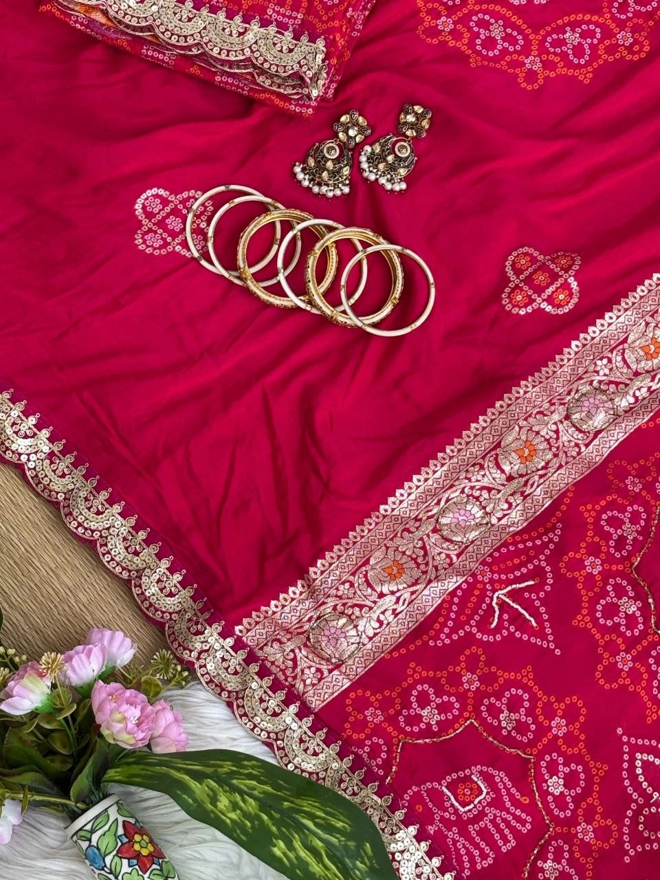 Rani saree lace border and blouse piece detail – Kalyanja KS408