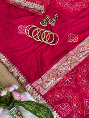 Rani saree lace border and blouse piece detail – Kalyanja KS408