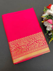 Rani Pink Jacquard Work Saree Soft Lichi Silk Blend KS413 – folded saree
