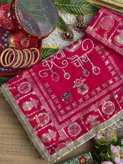 Rani Pink Soft Dola Silk Moti Mirror Work Saree Kalyanja KS401