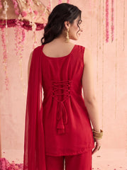 Red Suit KU318 dori lace-up back