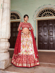 Red Floral Print Lehenga front full view – KL182 Kalyanja
