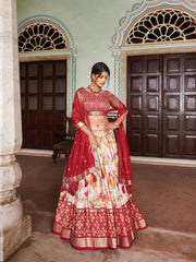 Red Floral Lehenga choli and patola border detail – KL182 Kalyanja