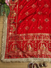 Red Ghungroo Meena Work Saree – Baraat Border Detail KS403