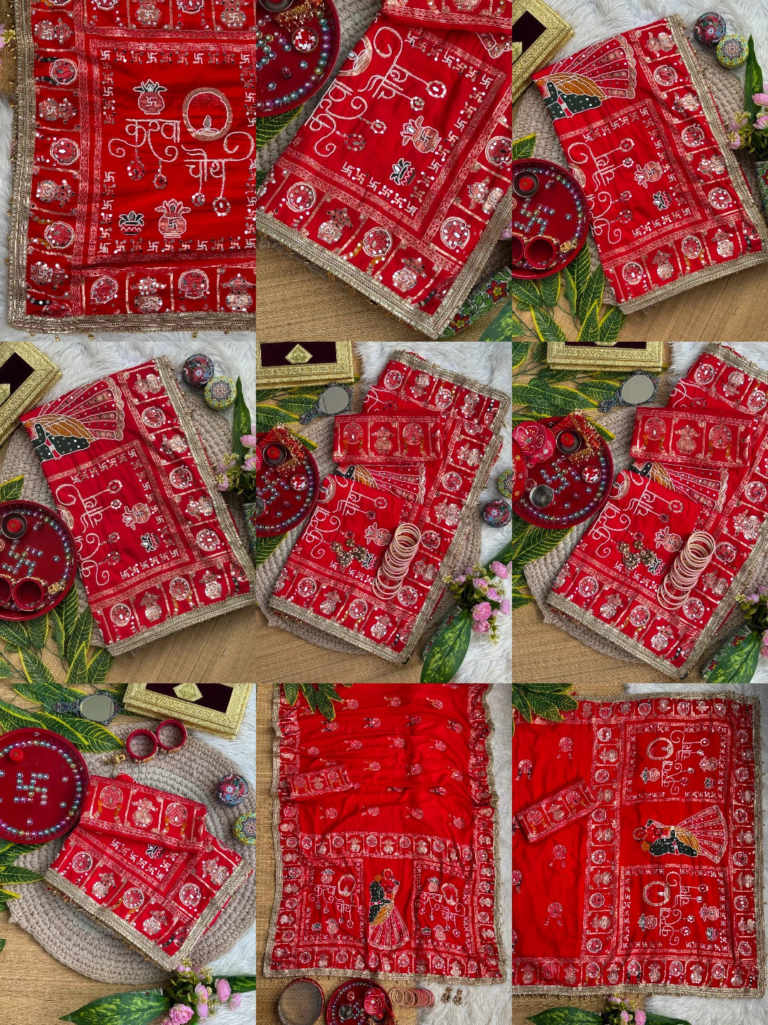 Red Karva Chauth Saree – Embroidered Pallu Border Detail KS401