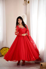 Red Sequins Embroidered Suit close embroidery neckline detail KU268