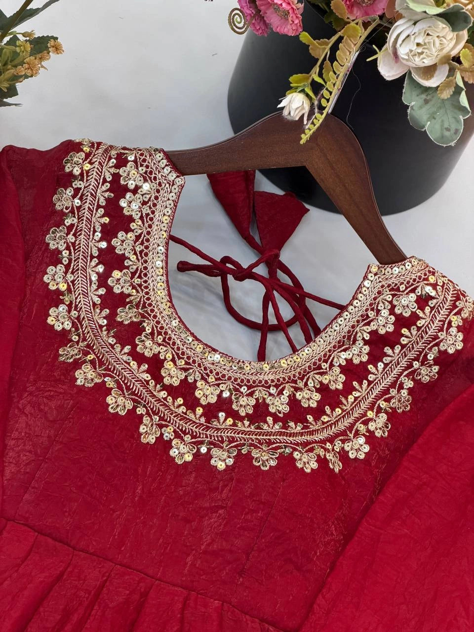 Red Sequins Suit Bridal Look KU275 Kalyanja