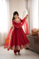 Red Sequins Suit Bodice Embroidery Detail KU275 Kalyanja
