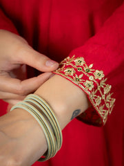 Red Sequins Embroidered Suit – Anarkali Pant Set with Dupatta