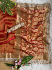 Rust Orange Ghungroo Saree – Zari Border Detail KS405