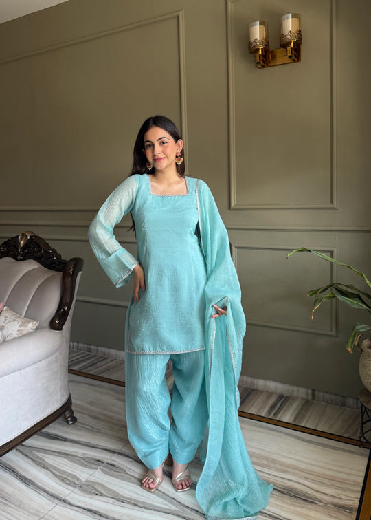 Sky blue farshi shalwar suit - full length