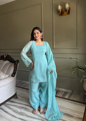 Sky blue farshi shalwar suit - full length