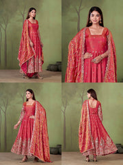 Soft Pink Embroidered Suit complete three piece set flatlay KU267