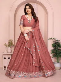 Soft Pink Embroidered with Cut Work Lehenga – Star Georgette, 4.5 Meter Flair