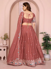 Soft Pink Cut Work Lehenga geometric butti dupatta detail – Kalyanja KL173