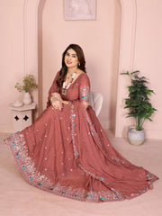 Soft Pink Lehenga heritage folk border close-up – Kalyanja KL173
