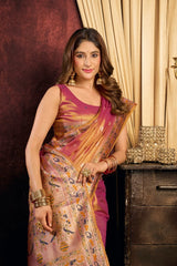 Soft Pink Jacquard Saree pallu weave – KS380