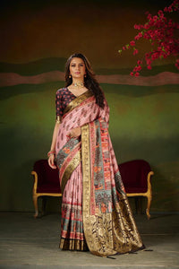 Soft Pink Dola Silk Jacquard Work Saree