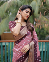Soft Pink Paithani Weaving Saree Dola Silk Kalyanja KS387 – Front View
