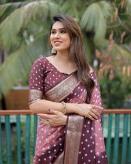 Soft Pink Paithani Saree Bandhani Dola Silk Blend – Drape View