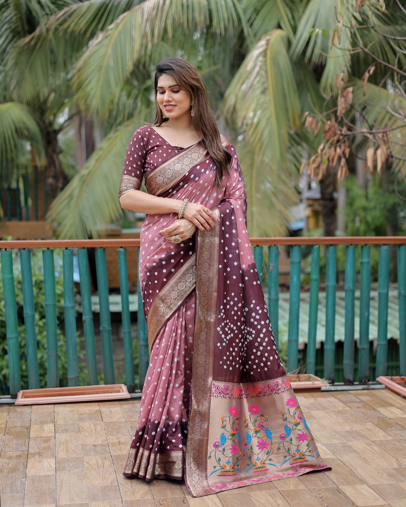Soft Pink Paithani Weaving Saree KS387 – Side View