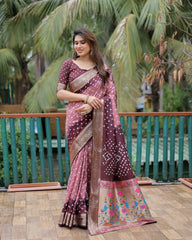 Soft Pink Paithani Weaving Saree KS387 – Side View