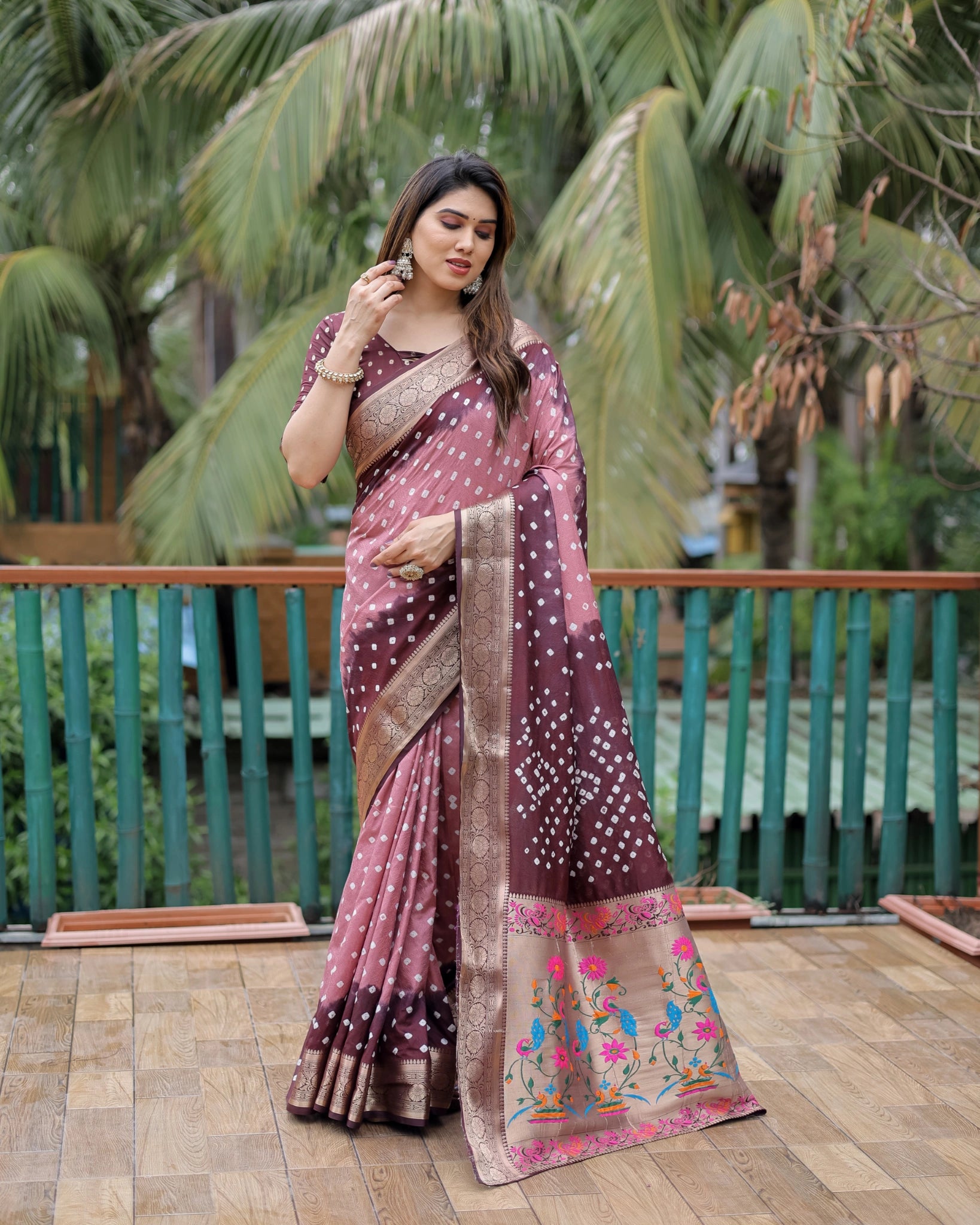 Soft Pink Dola Silk Blend Paithani Saree Kalyanja – Back View