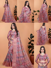 Soft Pink Zari Weaving Saree Collage All Views | Kalyanja KS364