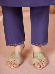 Soft Purple Multi Thread Embroidered Kurti Marina Silk Blend KK110 - Back View