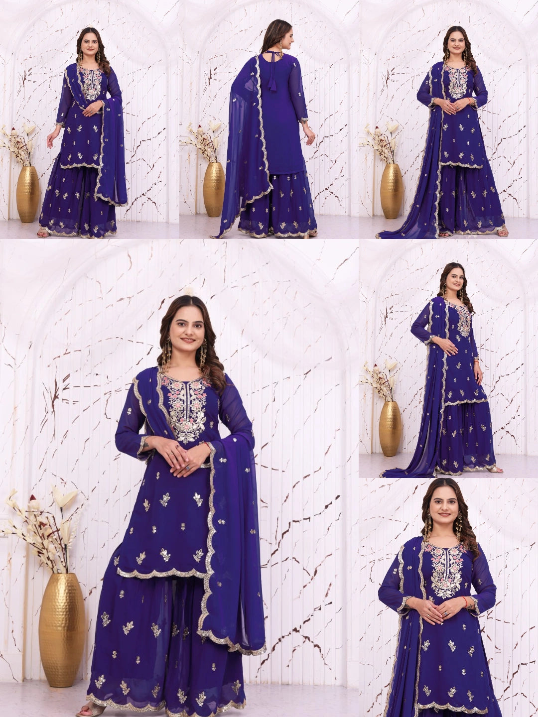 Soft Purple Sequins Embroidered Suit All Views KU272 Kalyanja