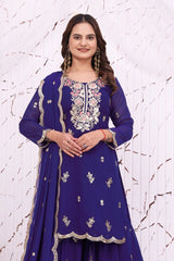 Soft Purple Sequins Embroidered Suit Yoke Detail KU272 Kalyanja