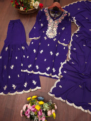 Soft Purple Sequins Suit Round Neck Embroidery KU272 Kalyanja