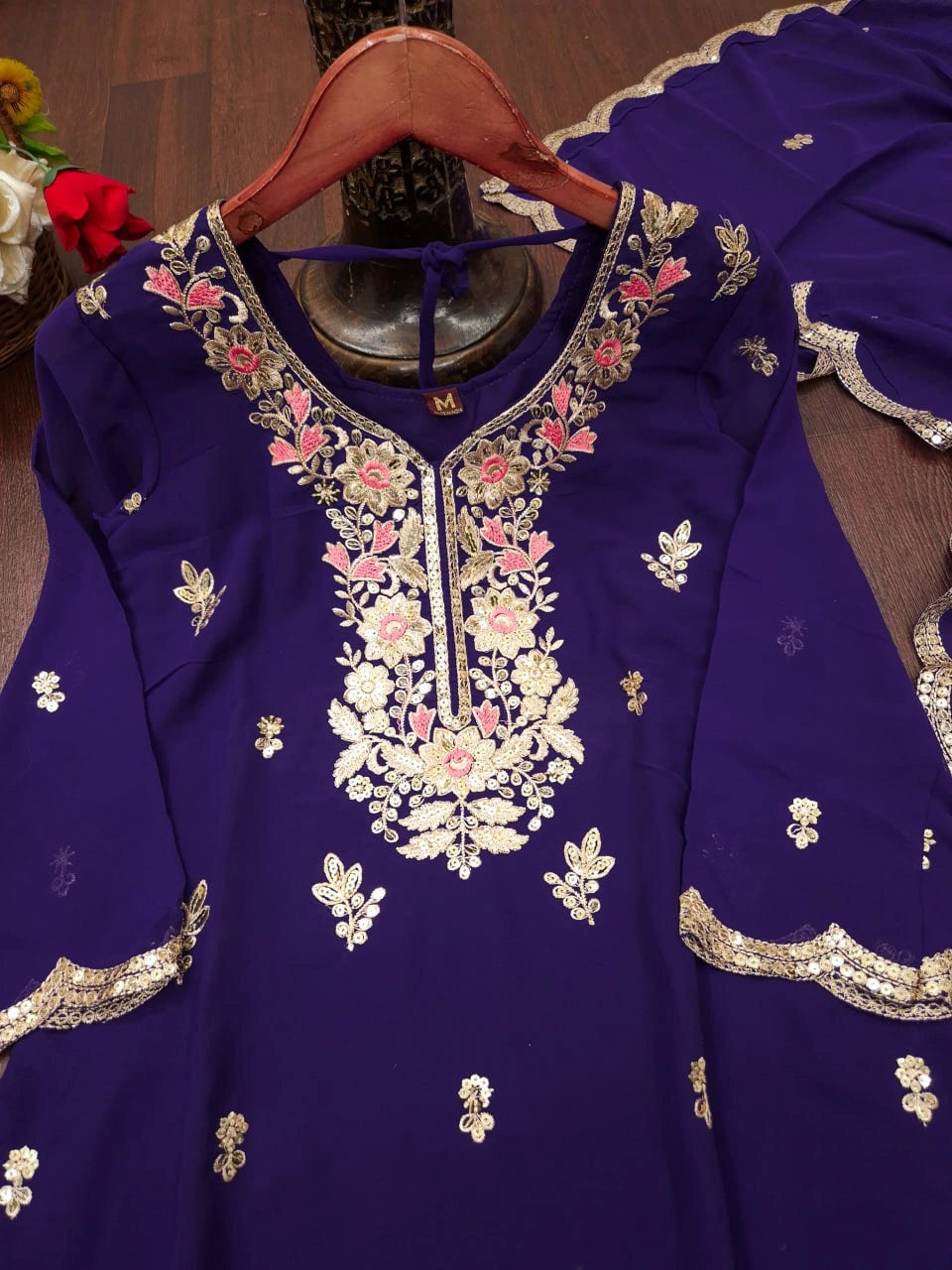 Soft Purple Sequins Suit Back Fancy Detail KU272 Kalyanja