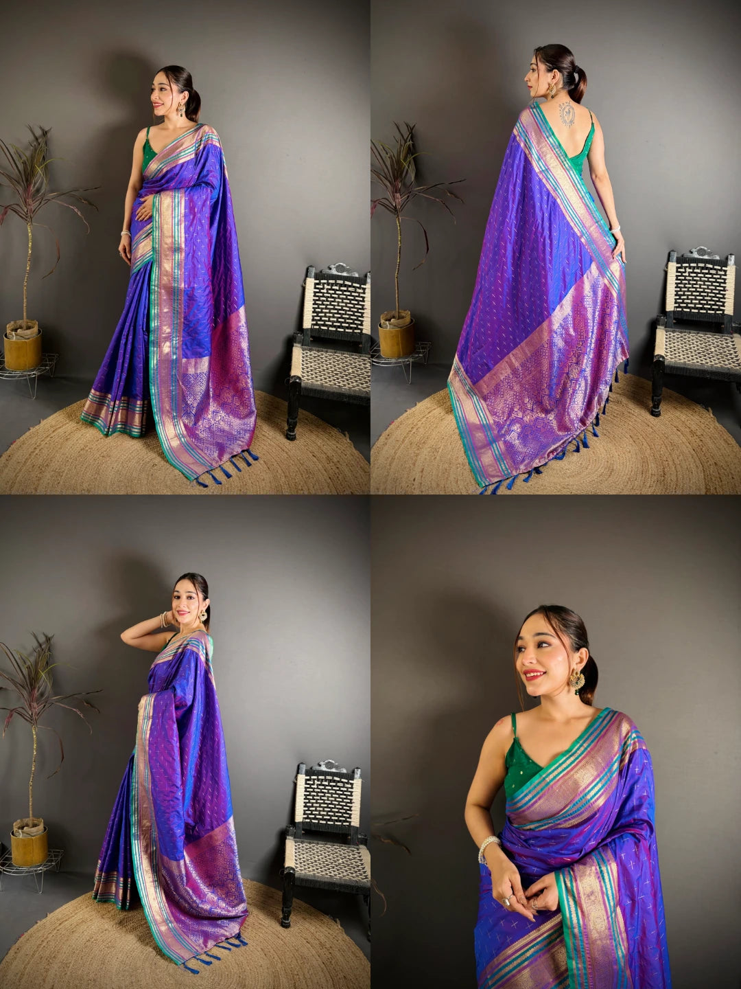Soft Purple Zari Weaving Saree collage – KS373 Kalyanja