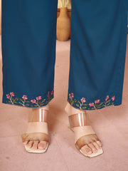 teal blue multi thread embroidered coord set kalyanja kc12 pants hem embroidery detail