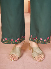teal green multi thread embroidered coord set kalyanja kc12 pants hem embroidery detail