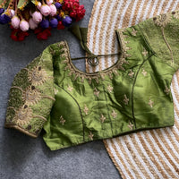 Green Zari Work Silk Blouse
