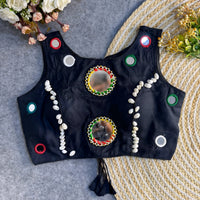 Black Mirror Work Cotton Blouse