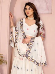 White Embroidered Cut Work Lehenga Star Georgette Kalyanja KL172 4