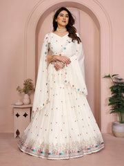White Embroidered Lehenga full standing view – Kalyanja KL173