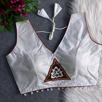 White Patch Work Cotton Blouse