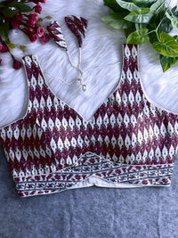 White Ajarakh Cotton Printed Blouse