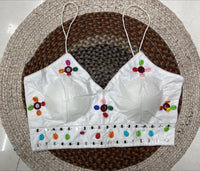 White Kodi with Mirror Work Blouse – Garba, Navratri