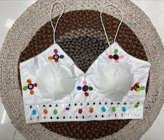 White Kodi with Mirror Work Blouse – Kalyanja KB46